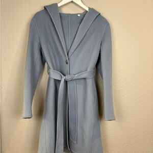 Uniqlo Powder Blue Hooded Belted Pea Coat